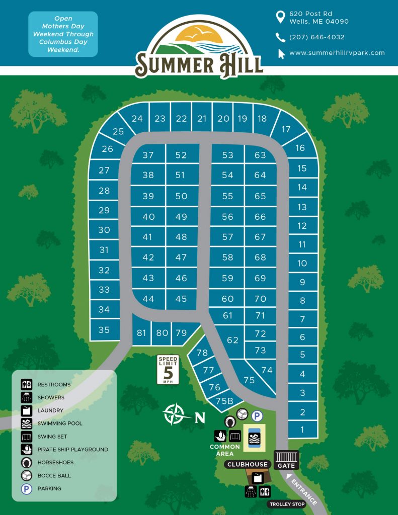 Park Map For Summer Hill RV Park & Campground Wells Maine